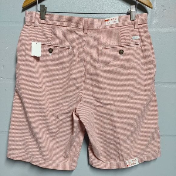 Men's red/white seersucker striped IZOD shorts size 34 - Picture 3 of 5